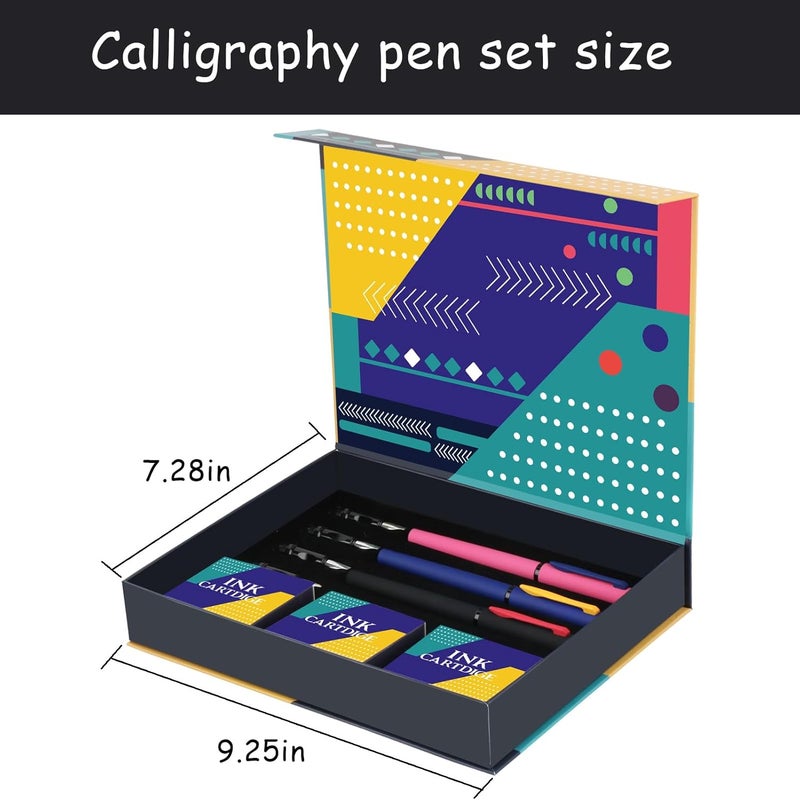 Aifeiter Calligraphy Pen set,Calligraphy Fountain Pens with 7 Different Replaceable Nibs with 60 Ink Cartridges(12 Colors),3 multi-functional color Fountain pens - Image 2